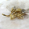 Superb Gold Diamond Floral Brooch and Earring Set in 18K Yellow & White Gold