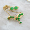 18K Yellow Gold Jade Necklace and 14k Earring Set Circa 1990