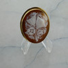 14K Yellow Gold Floral Curved Cameo Pin/Pendant Circa 1950