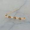 14K Rose Gold Diamond Bar Pin, 3 round old mine cut diamonds app. 1 ct tw