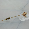 14K Yellow Gold Pearl Heart Stick Pin Circa 1980