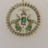 18K White Gold Emerald and and Pearl Peacock Pendant Circa 1950