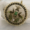 18K White Gold Emerald and and Pearl Peacock Pendant Circa 1950