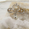 Edwardian 18K White Gold Diamond and Pearl Pin/Pendant