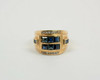 18K Yellow Gold Men's Sapphire and Diamond Ring Circa 1980, Size 12.5