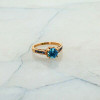 14K Rose Gold Blue Zircon with Sapphire and Diamond Ring Size 6.75