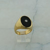 14K Yellow Gold Man's Oval black Onyx with Diamond in Center Size 9.5