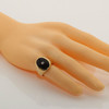 14K Yellow Gold Man's Oval black Onyx with Diamond in Center Size 9.5