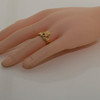 14K Yellow Gold Claddagh Ring with Red Center Stone size 6.5