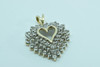 14K YG 2ct tw. Diamond Heart Pendant with Rabbit Ear Bail Circa 1970