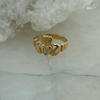 14K Yellow Gold Claddagh Ring White Stone Size 9