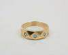 14K Yellow Gold Men's 3 Stone Aquamarine Ring Circa 1980, Size 12.75