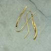 14K Yellow Gold Swirl Leaf Like Wire Back Earrings