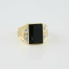 10K Yellow Gold Black Onyx and Diamond Ring Size 10.25 Circa 1950