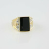 10K Yellow Gold Black Onyx and Diamond Ring Size 10.25 Circa 1950