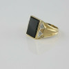 10K Yellow Gold Black Onyx and Diamond Ring Size 10.25 Circa 1950