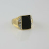 10K Yellow Gold Black Onyx and Diamond Ring Size 10.25 Circa 1950