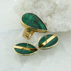 14K Yellow Gold Malachite Earrings & Ring, Ring size 6.75