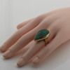 14K Yellow Gold Malachite Earrings & Ring, Ring size 6.75