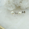 14K White Gold Pearl Screw Back Earrings Round 7.5 mm White with Pink Hue