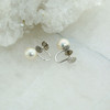 14K White Gold Pearl Screw Back Earrings Round 7.5 mm White with Pink Hue