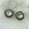 40 ct + tw Blue Topaz and Sapphire Earrings & Pendant Set set in 14K Yellow Gold