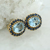 40 ct + tw Blue Topaz and Sapphire Earrings & Pendant Set set in 14K Yellow Gold