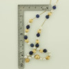 14K Yellow Gold Pearl and Lapis Bead Necklace, Circa 1960