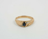 10K Yellow Gold Men's Sapphire and Diamond Accent Ring Circa 1950, Size 15+