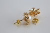 14K Yellow Gold White Pearl and Diamond Studs Circa 1980