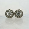 Superb 2 ct tw Diamond Art Deco Studs in 14k White Gold with Old Mine Cut Diamon