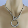 18K White Gold Custom Modernist Circular Necklace with Diamonds Italian Made