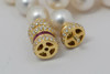 Superb Large Sea Pearl Necklace with 18K Yellow Gold Ruby and Diamond Clasp