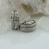 18K White Gold 4 ct Total Weight Diamond Earring Stud Omega Clip Circa 1970