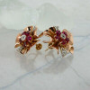 Vintage 14K Rose Gold Retro Deco Ring and Earring Set Ring size 3.5, Circa 1950