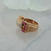 Vintage 14K Rose Gold Retro Deco Ring and Earring Set Ring size 3.5, Circa 1950