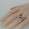 14K White Gold 3 stone Sapphire and Diamond Art Deco Ring Size 6+