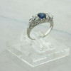 14K White Gold 3 stone Sapphire and Diamond Art Deco Ring Size 6+