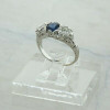 14K White Gold 3 stone Sapphire and Diamond Art Deco Ring Size 6+