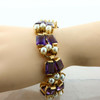 Vintage 14K Yellow Gold Amethyst and Pearl Bracelet 7" Length Circa 1960
