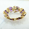 Vintage 14K Yellow Gold Amethyst and Pearl Bracelet 7" Length Circa 1960