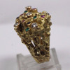 18k YG Brutalist Modern Cluster ring w/Emerald, Ruby, Sapphire & Diamonds, 6.5