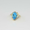 10K Yellow Gold 5ct Blue Topaz and Diamond Ring Size 7 Circa 1980