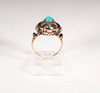 10K Vintage Victorian period rose gold turquoise 6 sided star, Size 5.5