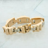 14K Rose & White Gold art Deco Style Bracelet, 7.25" length