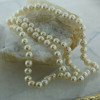 14K Yellow Gold White Pearl Necklace Filigree Clasp 22 Inch Long