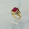 10K Yellow Gold Red Spinel Ring emerald Center Size 9.75 Circa 1950