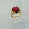 10K Yellow Gold Red Spinel Ring emerald Center Size 9.75 Circa 1950