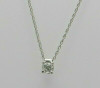 14K WG Diamond Solitaire Pendant Prong Set with 18" Chain, Circa 1980