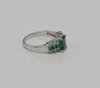 10K WG Synthetic Emerald & White Stone Ring 1990 Size 7